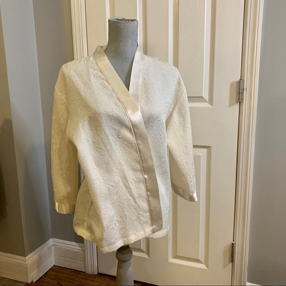 Oscar de la Renta Pink Label Floral Cream Kimono Jacket Medium - Picture 10 of 13